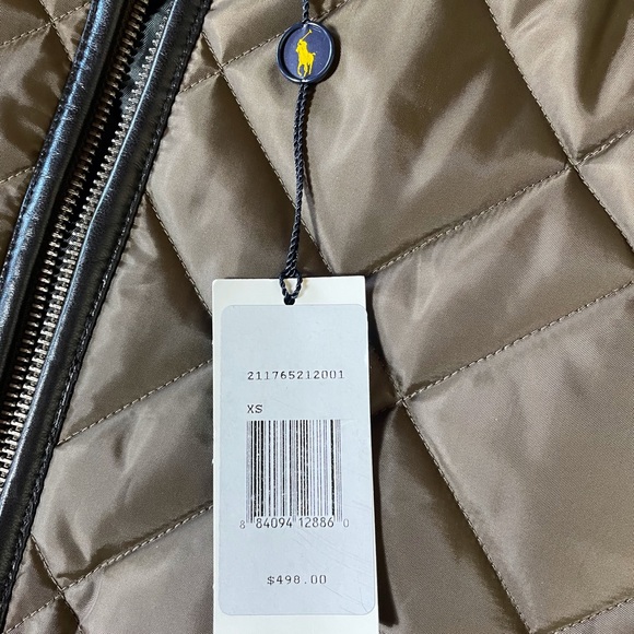 NWT Polo Ralph Lauren Belted Quilted Jacket Leather Trim - Picture 14 of 16